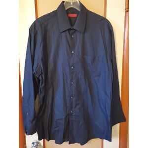 Alfani Fitted Stretch Black Long Sleeved Shirt L 100% Cotton